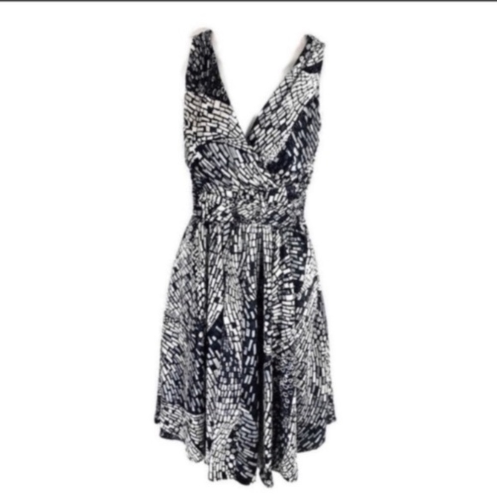 NWT WHBM printed faux wrap flare dress W22